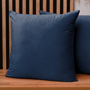 Dekoracyjna poszewka na poduszkę 60x60 cm w kolorze granatowym z tkaniny welurowej