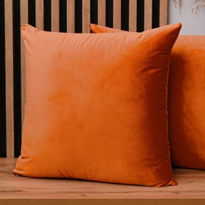 Dekoracyjna poszewka na poduszkę 60x60 cm w kolorze pomarańczowym z tkaniny welurowej