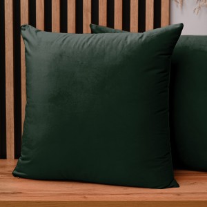 Dekoracyjna poszewka na poduszkę 60x60 cm w kolorze ciemnozielonym z tkaniny welurowej