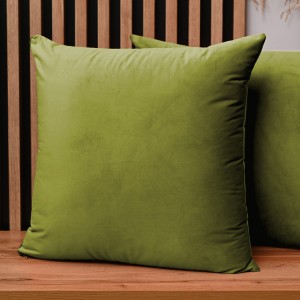 Dekoracyjna poszewka na poduszkę 60x60 cm w kolorze oliwkowym z tkaniny welurowej