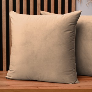 Dekoracyjna poszewka na poduszkę 60x60 cm w kolorze jasnobrązowym z tkaniny welurowej