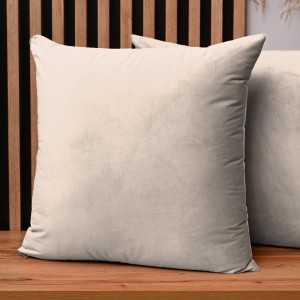 Dekoracyjna poszewka na poduszkę 60x60 cm w kolorze jasnobeżowym z tkaniny welurowej