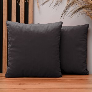 Dekoracyjna poszewka na poduszkę 50x50 cm w kolorze ciemnoszarym z tkaniny welurowej