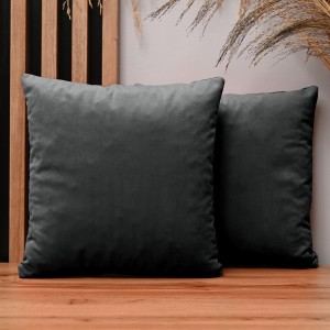 Dekoracyjna poszewka na poduszkę 50x50 cm w kolorze antracytowym z tkaniny welurowej