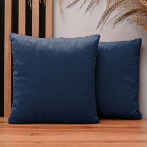 Dekoracyjna poszewka na poduszkę 50x50 cm w kolorze granatowym z tkaniny welurowej