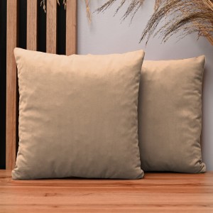 Dekoracyjna poszewka na poduszkę 50x50 cm w kolorze jasnobrązowym z tkaniny welurowej