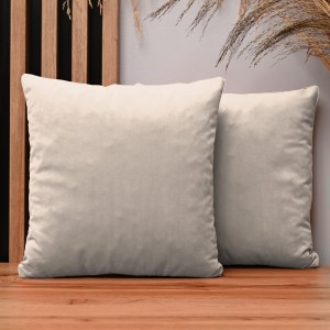 Dekoracyjna poszewka na poduszkę 50x50 cm w kolorze jasnobeżowym z tkaniny welurowej