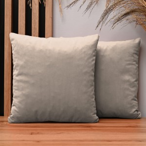 Dekoracyjna poszewka na poduszkę 50x50 cm w kolorze beżowym z tkaniny welurowej