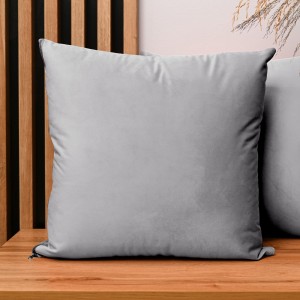 Dekoracyjna poszewka na poduszkę 45x45 cm w kolorze szarym z tkaniny welurowej