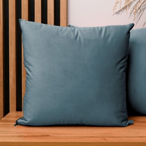 Dekoracyjna poszewka na poduszkę 45x45 cm w kolorze morskim z tkaniny welurowej