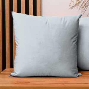Dekoracyjna poszewka na poduszkę 45x45 cm w kolorze jasnoszarym z tkaniny welurowej