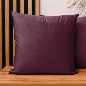Dekoracyjna poszewka na poduszkę 45x45 cm w kolorze ciemnoczerwonym z tkaniny welurowej