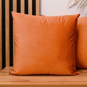 Dekoracyjna poszewka na poduszkę 45x45 cm w kolorze pomarańczowym z tkaniny welurowej