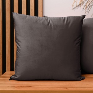 Dekoracyjna poszewka na poduszkę 45x45 cm w kolorze ciemnobrązowym z tkaniny welurowej