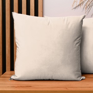 Dekoracyjna poszewka na poduszkę 45x45 cm w kolorze jasnobeżowym z tkaniny welurowej