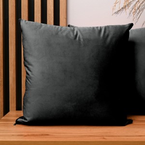 Dekoracyjna poszewka na poduszkę 45x45 cm w kolorze czarnym z tkaniny welurowej