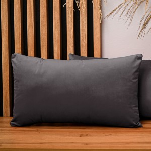 Dekoracyjna poszewka na poduszkę 40x80 cm w kolorze ciemnoszarym z tkaniny welurowej