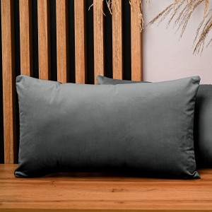 Dekoracyjna poszewka na poduszkę 40x80 cm w kolorze antracytowym z tkaniny welurowej