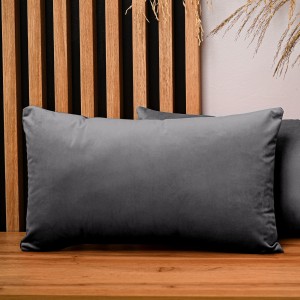 Dekoracyjna poszewka na poduszkę 40x80 cm w kolorze grafitowym z tkaniny welurowej
