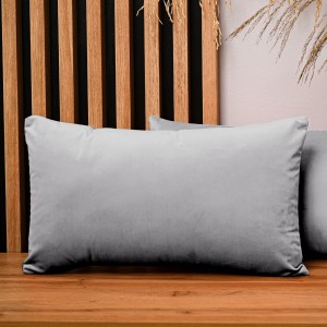 Dekoracyjna poszewka na poduszkę 40x80 cm w kolorze szarym z tkaniny welurowej