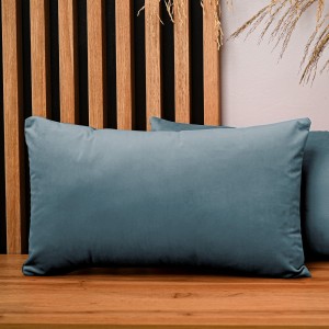 Dekoracyjna poszewka na poduszkę 40x80 cm w kolorze morskim z tkaniny welurowej