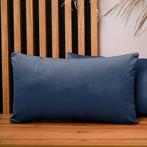 Dekoracyjna poszewka na poduszkę 40x80 cm w kolorze granatowym z tkaniny welurowej