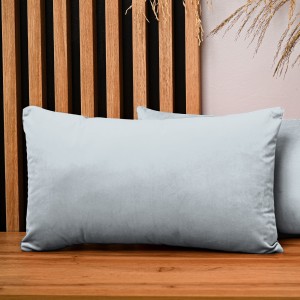 Dekoracyjna poszewka na poduszkę 40x80 cm w kolorze jasnoszarym z tkaniny welurowej