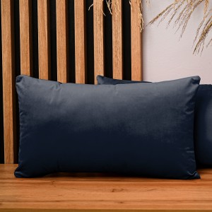 Dekoracyjna poszewka na poduszkę 40x80 cm w kolorze ciemnoniebieskim z tkaniny welurowej