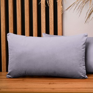Dekoracyjna poszewka na poduszkę 40x80 cm w kolorze liliowym z tkaniny welurowej