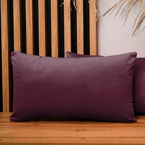 Dekoracyjna poszewka na poduszkę 40x80 cm w kolorze ciemnoczerwonym z tkaniny welurowej