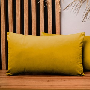 Dekoracyjna poszewka na poduszkę 40x80 cm w kolorze musztardowym z tkaniny welurowej