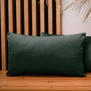 Dekoracyjna poszewka na poduszkę 40x80 cm w kolorze ciemnozielonym z tkaniny welurowej