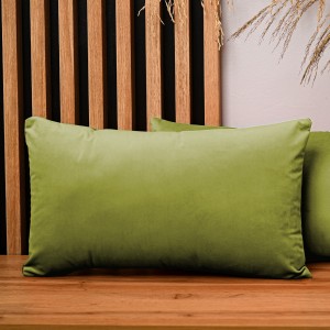 Dekoracyjna poszewka na poduszkę 40x80 cm w kolorze oliwkowym z tkaniny welurowej