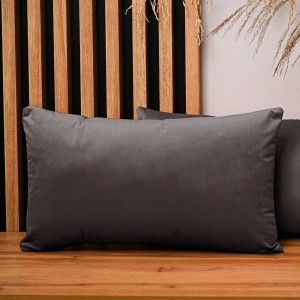 Dekoracyjna poszewka na poduszkę 40x80 cm w kolorze ciemnobrązowym z tkaniny welurowej
