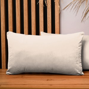 Dekoracyjna poszewka na poduszkę 40x80 cm w kolorze jasnobeżowym z tkaniny welurowej