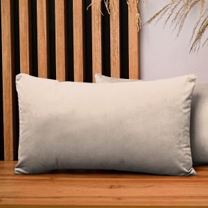 Dekoracyjna poszewka na poduszkę 40x80 cm w kolorze beżowym z tkaniny welurowej