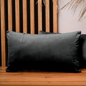 Dekoracyjna poszewka na poduszkę 40x80 cm w kolorze czarnym z tkaniny welurowej