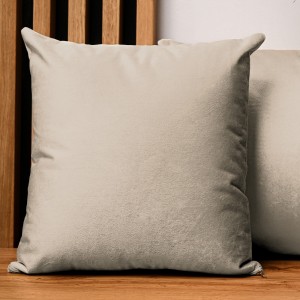 Dekoracyjna poszewka na poduszkę 60x60 cm w kolorze szarobeżowym z tkaniny welurowej