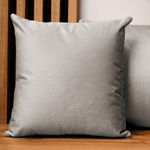 Dekoracyjna poszewka na poduszkę 60x60 cm w kolorze jasnoszarym z tkaniny welurowej