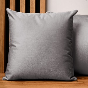 Dekoracyjna poszewka na poduszkę 60x60 cm w kolorze siwym z tkaniny welurowej