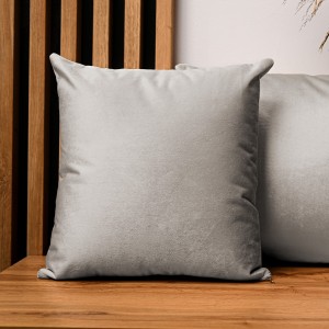 Dekoracyjna poszewka na poduszkę 50x50 cm w kolorze jasnoszarym z tkaniny welurowej