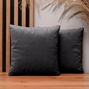 Dekoracyjna poszewka na poduszkę 35x35 cm w kolorze grafitowym z tkaniny welurowej