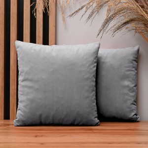 Dekoracyjna poszewka na poduszkę 35x35 cm w kolorze szarym z tkaniny welurowej