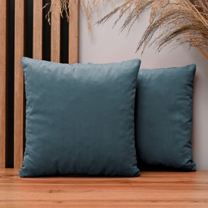 Dekoracyjna poszewka na poduszkę 35x35 cm w kolorze morskim z tkaniny welurowej