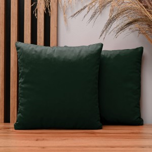 Dekoracyjna poszewka na poduszkę 35x35 cm w kolorze ciemnozielonym z tkaniny welurowej