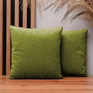 Dekoracyjna poszewka na poduszkę 35x35 cm w kolorze oliwkowym z tkaniny welurowej