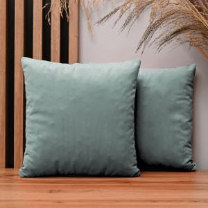 Dekoracyjna poszewka na poduszkę 35x35 cm w kolorze miętowym z tkaniny welurowej