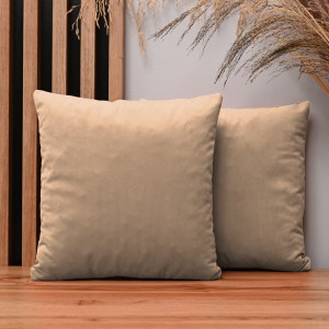 Dekoracyjna poszewka na poduszkę 35x35 cm w kolorze jasnobrązowym z tkaniny welurowej