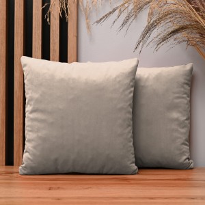 Dekoracyjna poszewka na poduszkę 35x35 cm w kolorze beżowym z tkaniny welurowej