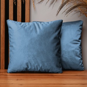 Dekoracyjna poszewka na poduszkę 35x35 cm w kolorze lazurowym z tkaniny welurowej